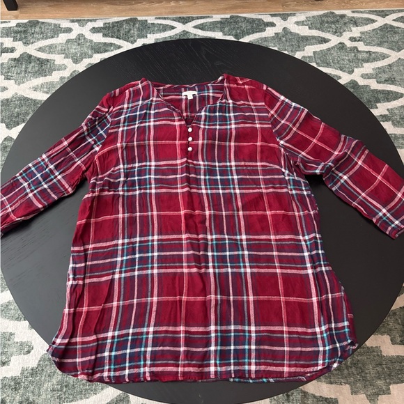 Talbots Tops - Talbots Flannel Red and Blue Plaid Top